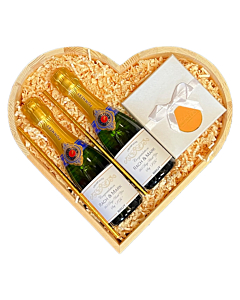 "Allegro" - Duo of Mini Personalised Pommery Champagne - & Luxury Chocolates in Heart Hamper