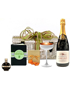 "Classic Cocktail" Prosecco & Flute Hamper - Presented in a Wicker Hamper with Large Hand Tied Bow
