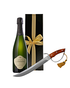 Personalised Champagne Premier Cru - In Black Gift Box - With Luxury Champagne Sabre