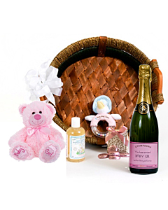 Luxury Champagne Basket for Mother and Baby Girl