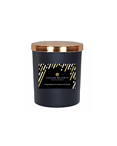 "Twilight Encounter" Deluxe Branded Candle - Topped With Golden Lid - Fragrance: Cedarwood & Jasmine (Black)