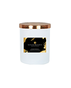 "Twilight Encounter" Deluxe Branded Candle - Topped With Golden Lid - Fragrance: Cedarwood & Jasmine (White)