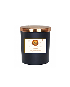 "Twilight Encounter" Deluxe Personaliised Candle - Topped With Golden Lid - Fragrance: Cedarwood & Jasmine (Black)