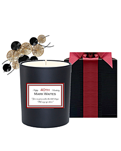 Noir Personalised Scented Candle in Black Gift Box - 40th Birthday Gift