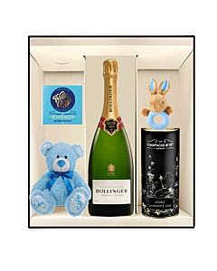 Bollinger Champagne Hamper New Baby Boy Gift - With Delightful Treat and & Goodies for All!