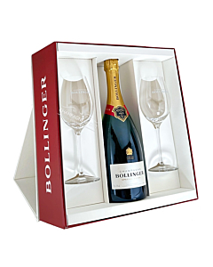 Bollinger Special Cuvée Champagne with 2 Bollinger Flutes and Gift Box