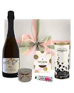 "Box of Loveliness" Gift Set - Personalised Prosecco & Sparkle Scented Candle - With Divine Prosecco Chocolate, Shortbread Biscuits & Flower Hand Cream