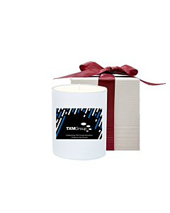 Corporate Branded White Scented Candle - Presented in Luxury White Gift Box Red Bow - Choose Your Fragrance