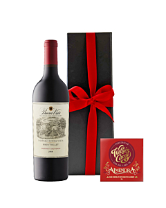 Iconic Red Wine Napa Valley Cabernet Sauvignon Gift - With 71% Almond Chocolate in Black Gift Box 