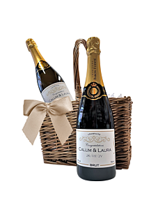 "Henley" Double Wine Carrier with 2 Grande Reserve Champagne Bottles - Special Event Bottle Carrier Gift Set