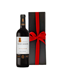 Personalised Red Wine from France - Chateau Tour St Joseph, 2014, Bordeaux - In Black Presentation Box