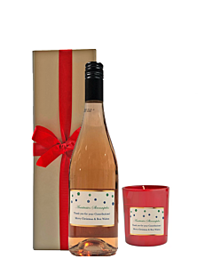 Christmas Personalised Rose Wine - With Matching Personalised Christmas Scented Candle 