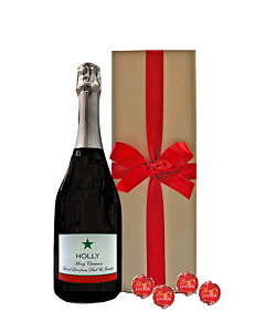 Classic Cuvee Prosecco D.O.C. & Swiss Truffles - Christmas Gift Presented in Gold Gift Box
