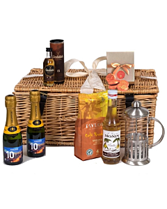 "All the Good Things" Wicker Hamper - Including Personalised Mini Champagne, Whisky, Coffee & Chocolate