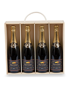 Four Bottles of Corporate Branded Champagne in a Wooden Box
