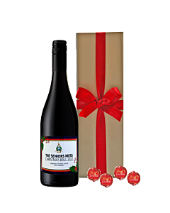 Christmas Wine Gift In Gold Box with Swiss Truffles - Red Cabernet Sauvignon, Languedoc, South of France 