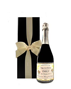 "Dash of Glam" Classic Personalised Prosecco with Crystal Gems - Presented in Classique Black Presentation Box