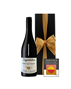"Touch of Sparkle" Red Wine with Crystal Gems - With Colombian Crushed Coffee Chocolate Bar - Personalised Cabernet Sauvignon, South of France - Presented In Classique Black Gift Box