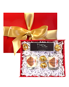 Christmas Luxury Travel Candles & Swiss Truffle Gift Set - Presented in Festive Red Presentation Box With Hand-Tied Bow