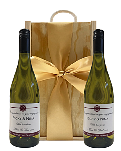 2 Bottles of Signature Branded White Wine in Wooden Gift Box - Sauvignon Blanc, Languedoc, South of France