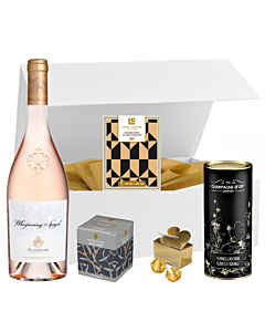 "Encore Provence" Whispering Angel Rosé Hamper - With Columbian Crushed Coffee Chocolate, Luxury Biscuits, Earl Grey Tea, Swiss Truffles