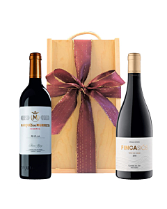 Duo of Luxury Spanish Red Wines in Wooden Presentation Box - Marques de Murrieta Rioja - Finca Sios Single Estate 