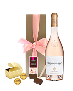 "Heavenly" Whispering Angel Rosé Luxury Gift Box - Chocolate & Marshmallow Dipper & Swiss Truffle Taster Box