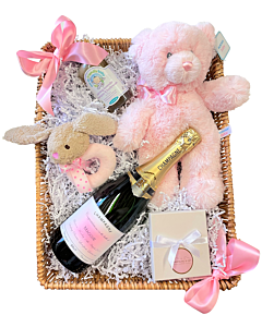 Champagne Bathtime Basket for Mother and Baby Girl