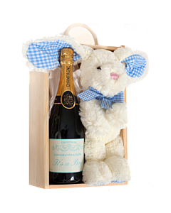 "It's a Boy" Personalised Champagne and Bunny Gift