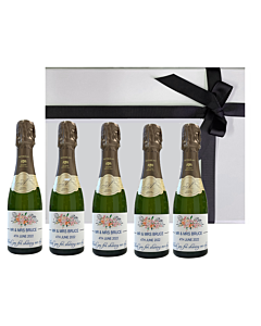 La Charmant Mini 1er Cru Champagne Gift Box - 5 Personalised Miniature Bottles in White Gift Box