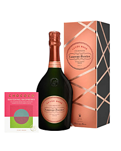 Laurent Perrier Rosé Champagne with Gift Box - With Ravishing Raspberry Dark Chocolate Bar