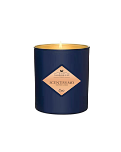 Deluxe Personalised Candle - Blue With Gold Interior - Amber & Sandalwood