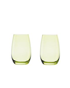 2 x Manhattan Lead Free Crystal Drinking Glasses - Green
