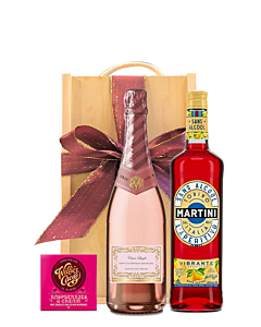 Aperitivo Rosso Martini Non Alcoholic Gift Box - Non Alcoholic Rose Cava with Raspberry Venezuelan Chocolate