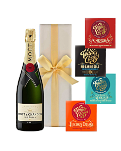 Moet Brut Imperial Champagne in White Box - With 4 x Artisan Chocolate Bars