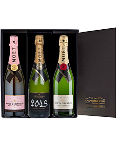The Deluxe Celebration Collection - Moet Champagne Three Bottle Gift Set - Vintage 2015, Brut Imperial & Rosé