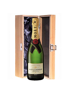 Moet Brut Imperial Champagne - In "Oxford" Silk-Lined Wooden Gift Box