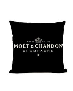 "Moet Style" Luxury Statement Designer Cushion - Black Linen With Plain Cream on Reverse - Stamp Personality into Your Home with Show Stopping Looks! 