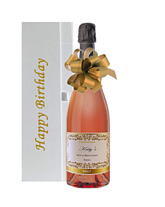 Personalised 1er Cru Rose Champagne Birthday Gift Set - in Happy Birthday White Gift Box