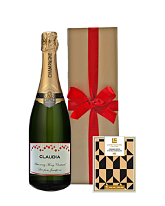 Christmas Classic Cuvee Champagne With Crushed Coffee Bean Chocolate - Presented in Classique Gold Gift Box