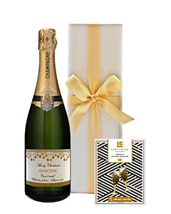 Christmas Classic Cuvee Champagne & Prosecco Popping Candy Chocolate - Presented in Classique White Gift Box