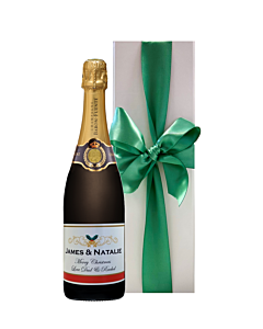 Personalised Christmas Champagne - Classic Cuveé in White Gift Box
