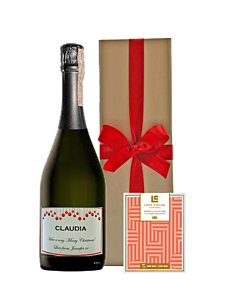 Christmas Classic Cuvee Prosecco With Orange & Cocoa Nibs Chocolate Bar - Presented in Classique Gold Gift Box