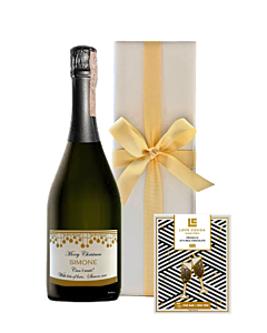 Christmas Classic Cuvee Prosecco With Popping Candy Chocolate Gift - Presented in Classique White Gift Box