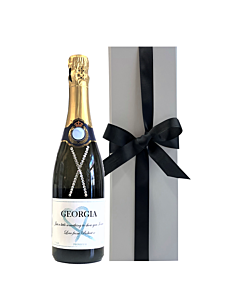 "With Love" Personalised Champagne in Classique White Box - Hand Decorated with Crystal Gems