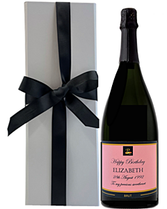 Magnum of Personalised Prosecco - Presented in White Gift Box with Hand Tied Bow