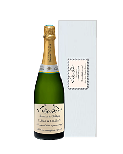 Personalised Classic Cuveé Champagne - In Bejewelled Personalised White Gift Box