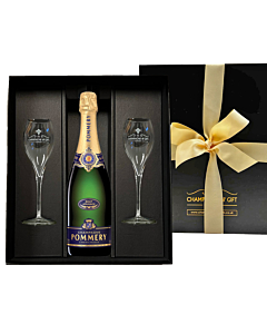 Personalised Pommery Brut Apanage Champagne & Flutes Gift Box