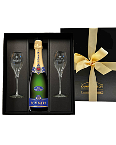 Personalised Pommery Brut Royal Champagne & Flutes Gift Box