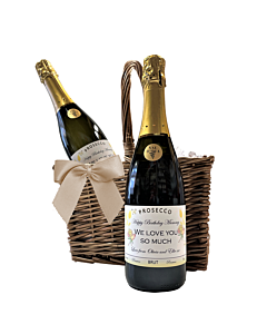 "Ascot" Double Wine Carrier with 2 Personalised Prosecco Bottles - Special Event Bottle Carrier Gift Set